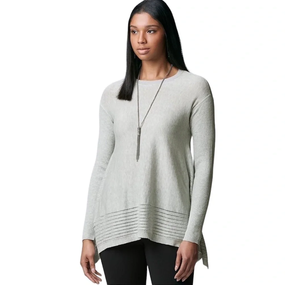 Simply Vera Wang Womens Gray Crewneck Sweater Knit Tunic Plus Sz XXL New